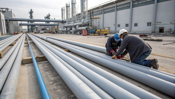 An installation showing both flexible PEX pipes and rigid CPVC pipes to illustrate their different uses