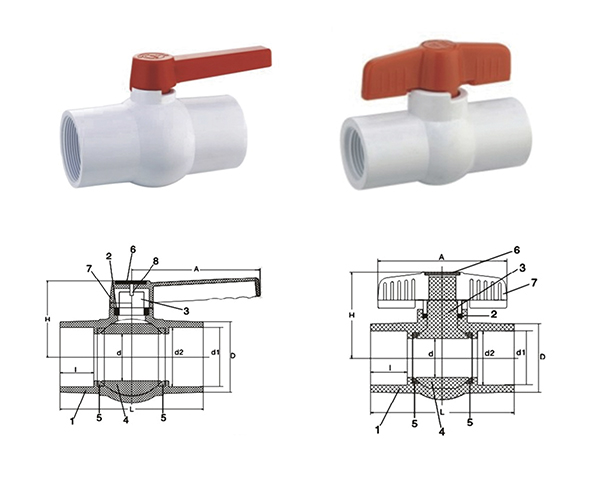 A detailed close-up of a Pntek compact one-piece ball valve highlighting its solid body