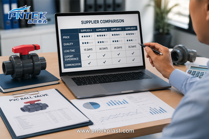 Comparing PVC Ball Valve Suppliers a comparison chart showing price, quality, and lead time