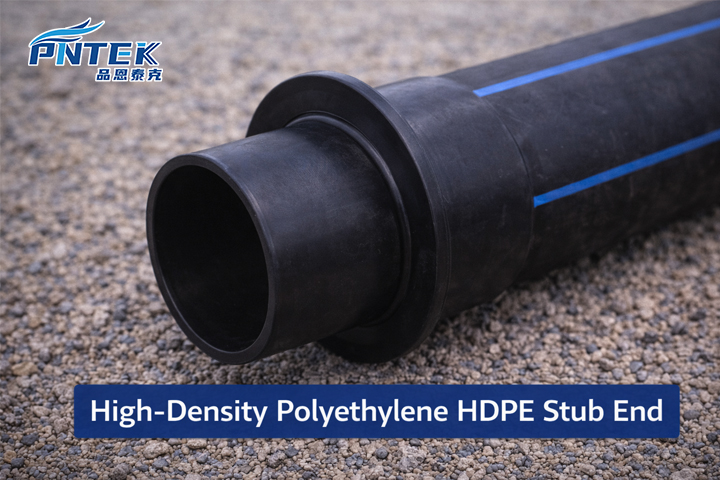 High-Density Polyethylene HDPE Stub End A close-up of a black HDPE stub end, highlighting the flared collar