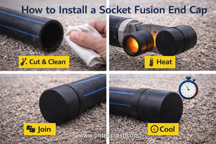 ساکٹ فیوژن اینڈ کیپ انسٹال کرنے کے لیے قدم بہ قدم بصری گائیڈ