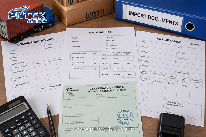A set of official shipping documents including a Bill of Lading and Certificate of Origin, ready for customs clearance