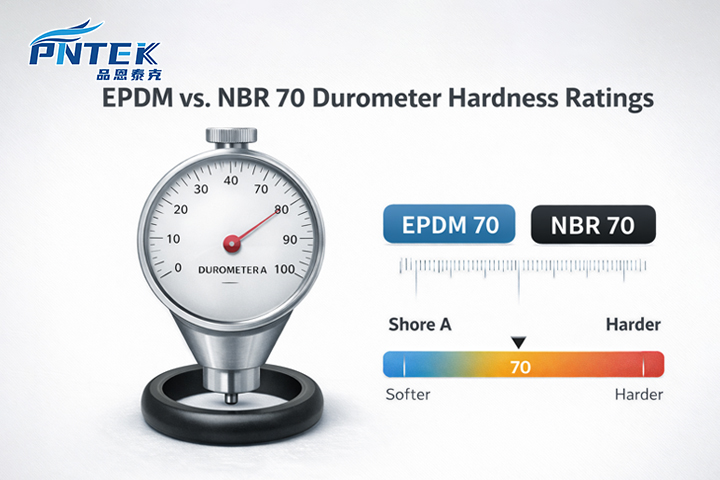 Measuring Rubber Hardness with a Durometer A durometer gauge measuring the hardness of a rubber O-ring