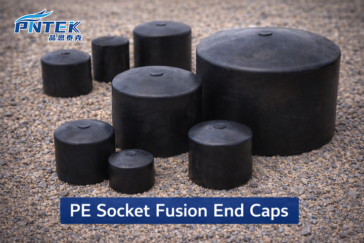 مختلف سائز کے سیاہ پیئ فیوژن اینڈ کیپس کا مجموعہ