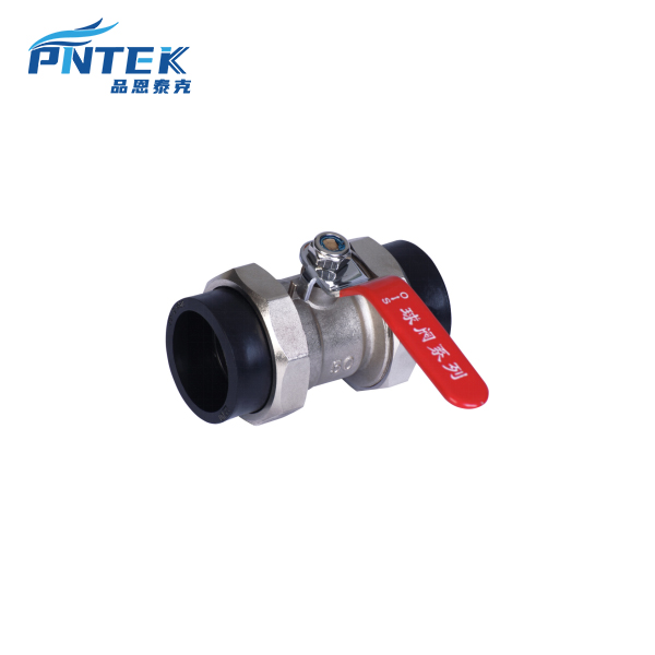 PE100 Double Union Ball Valve, Iron Core, PN10 Socket Fusion | Pntek