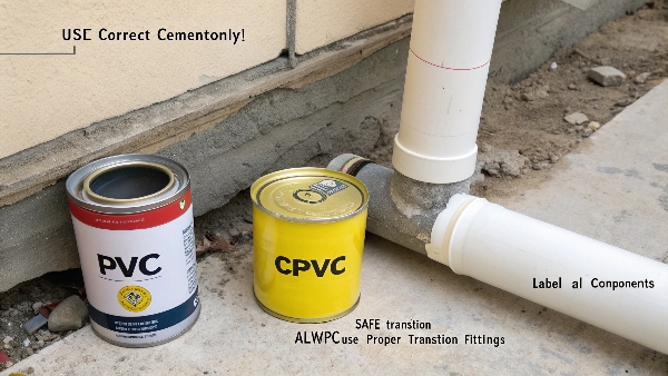 Plumber using a transition coupling to join PVC and CPVC pipes