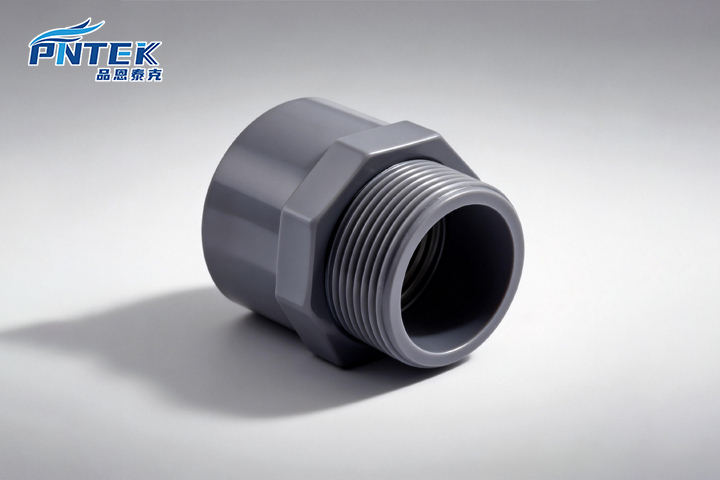 PVC Fitting with NPT Threads A Pntek Schedule 80 PVC valve with NPT threads clearly visible