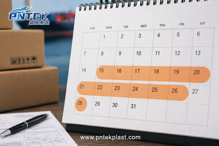 Sifarişdən çatdırılmaya qədər 30-45 günlük dövrü göstərən təqvim