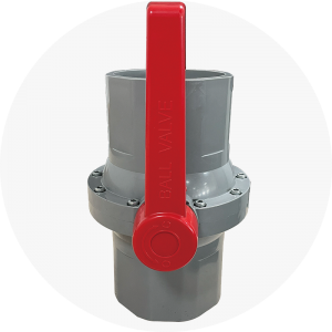Pntek 140mm to 200mm Big Size UPVC Ball Valve with Red Handle Grey Body
