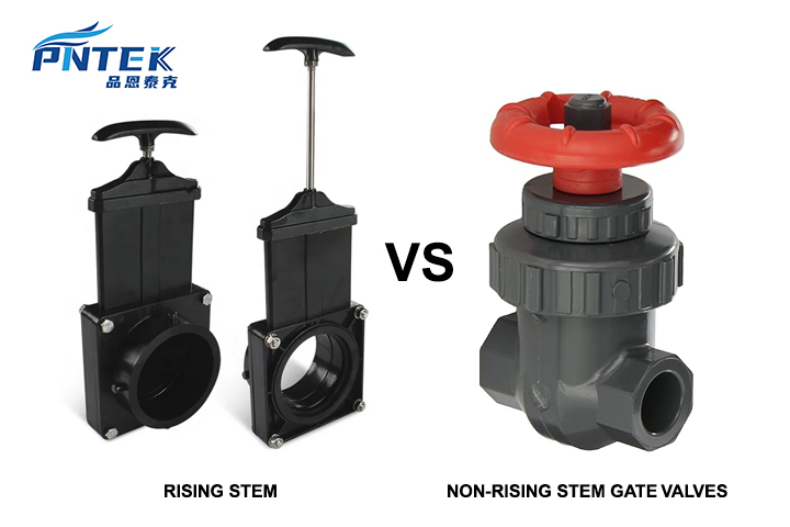 Rising Stem vs. Non-Rising Stem Gate Valves A diagram comparing a rising stem and non-rising stem gate valve