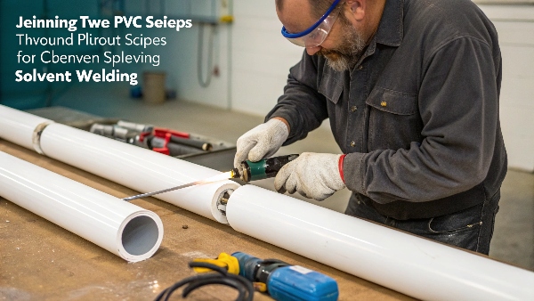 A diagram showing the step-by-step process of solvent welding PVC pipe