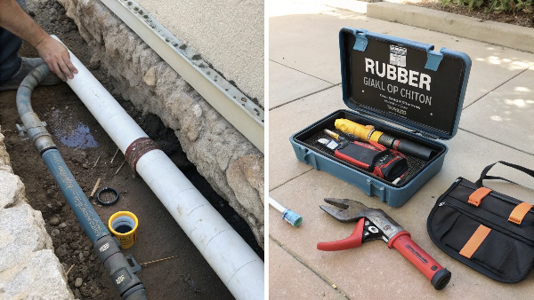 An image demonstrating a slip coupling being used to repair a section of PVC pipe